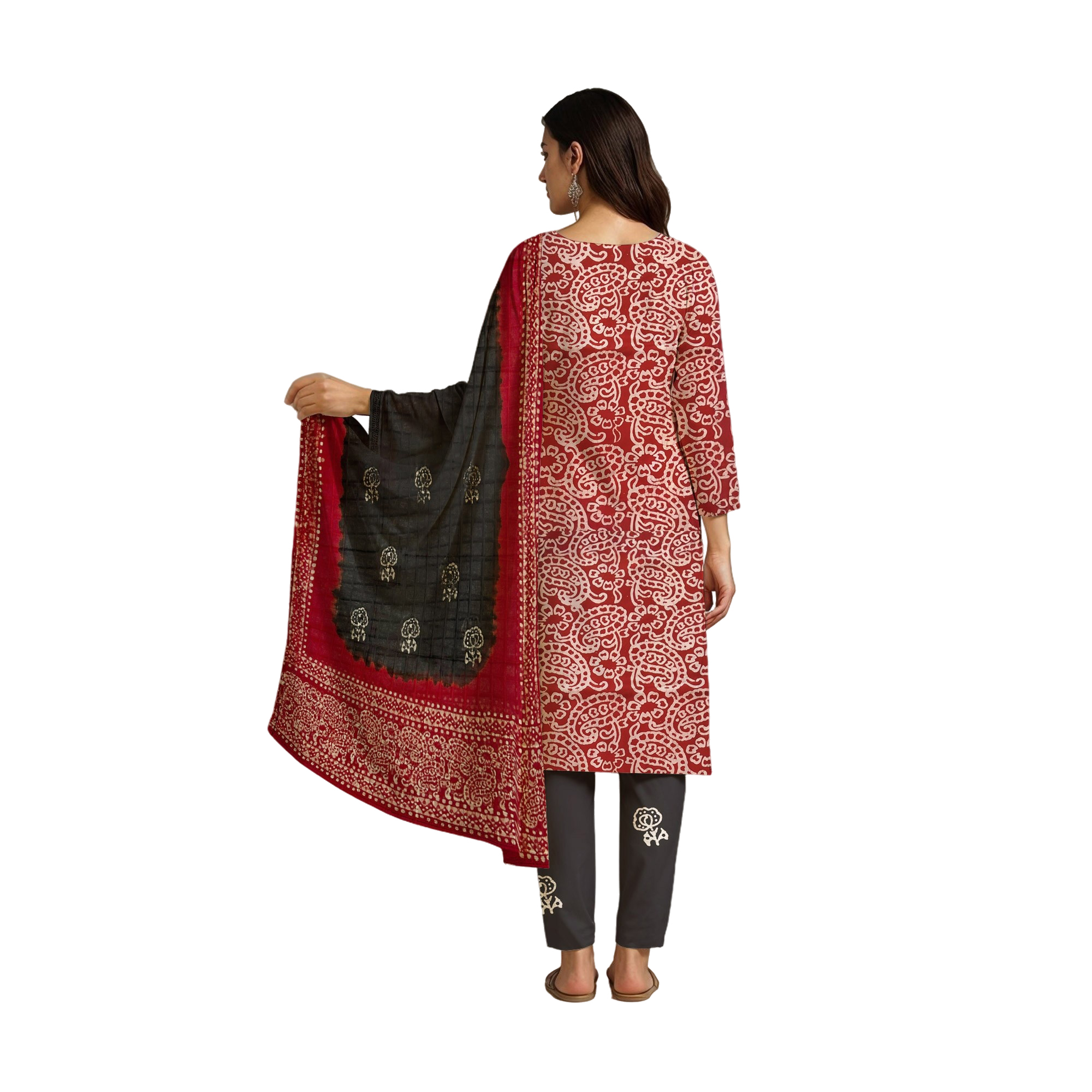 Indian Prints Handmade Pure Cotton Batik 3-Piece Dress Material with Dupatta - Image 2